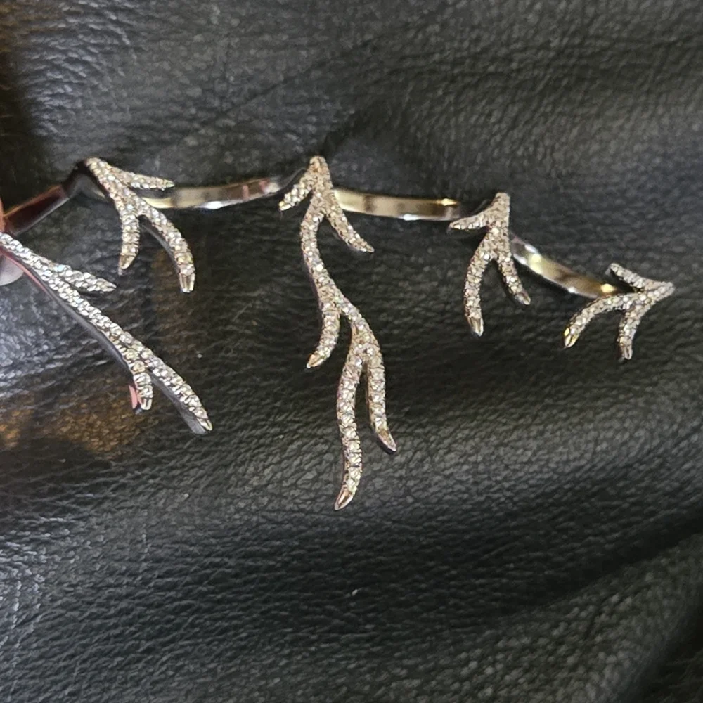 Sterling silver white saphire 4 ring hand cuff - Picture 12 of 12
